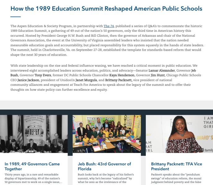 How the 1989 Education Summit Reshaped American Public Schools